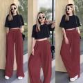 Wide Leg Pants Terno loose crop top in trendy designs & style. 