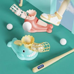 SIRENXI Vận hành bằng chân Đồ chơi máy đánh bóng chày cho trẻ em Cá voi hoạt hình với bóng Đồ chơi bóng chày đạp chân Quà tặng trò chơi vui nhộn Bền bỉ Máy ném bóng chày Thể thao ngoài trời