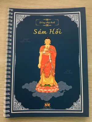 Tặng viết - Vở chép kinh sám hối cao cấp chữ MỜ - Sổ tay chép kinh Sám Hối in mờ lò xo cực đẹp dày