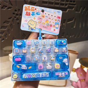 SKISOPGO Mini Keyboard Keychain 26 Keys Transparent Fidget Toy Cute Cat Rabbit Dog Bag Pendant Gift