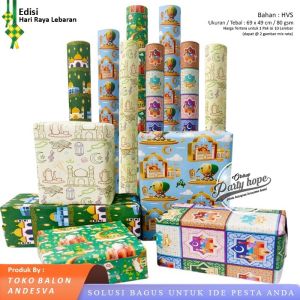 isi 10 Kertas Kado Lebaran Islamic-B / Kertas Bungkus Kado Lebaran Ramadhan Motif Islamic - B