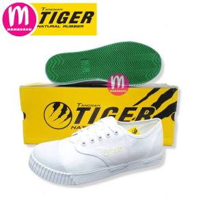 รองเท้าผ้าใบ Tiger 205 พื้นเขียว รองเท้านักเรียน น้ำตาล/ขาว/ดำ รองเท้าผ้าใบไทเกอร์