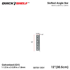 Slotted Angle Bar (Galvanized Mini) 30x30x1.8mm for DIY Builds and Shelving QS614