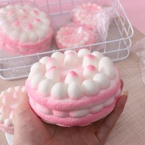 MODERNLUX Simulation Raspberry Birthday Cake Squeeze Toy Decompression PU Squishy Fingertip Toy Ultra Soft Pressure Relief Slow Rebound Toy Gift