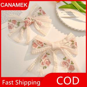 【CANAMEK】 Mới Thêu Bow Kẹp Tóc Ren Tóc Clip Ngọt Ngào Trở Lại của Đầu Mỏ Vịt Clip Thời Trang Phụ Kiện Tóc Cho Cô Gái Phụ Nữ