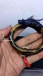 GELANG AKAR BAHAN SERAT EMAS NATURAL UKIR NAGA GALAK