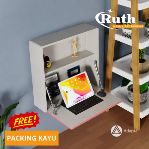 Adapta - Meja Lipat Rak Dinding Minimalis - Meja Rak Ambalan Gantung Tempel Minimalis Floating Desk - RUTH - E12