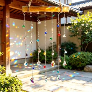 Crystal Suncatcher Rainbow Wind Chimes Crystal Hanging Pendant Window Wind Bells Outdoor Home Garden Decorations2026