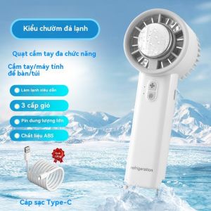 Mẫu 2025 - Quạt mini cầm tay làm mát bằng đá lạnh giảm nhiệt mùa hè