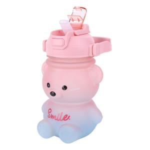 Chai nước gấu dễ thương 1000ml Có dây đeo vai Bình nước thể thao hoạt hình chống rò rỉ cho sử dụng thường nhật nam nữ