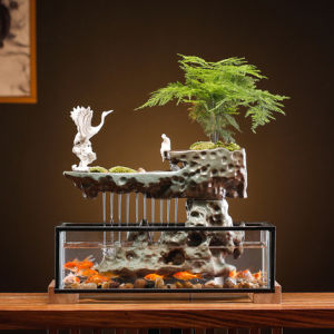 Creative Ultra White Glass Landscaping Office Deco Fish Tank Pot Aquarium Ikan Rumah