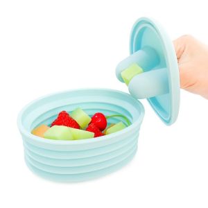 GTRBFDS Silicone No-Mess Snack Box Foldable Dirt-resistant Fruit Storage Box With Lid Nut Snack Storage Container for Mess-Free Eating