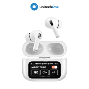 Headset TWS UnitechOne A9 Pro ANC Earphone Earbud Bluetooth Stereo Hifi LCD Touch Screen Super Bass