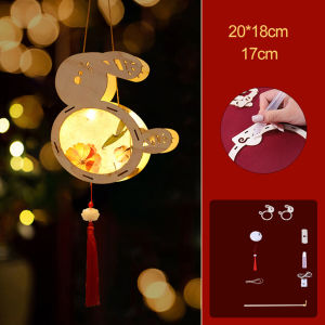 Vimite Chinese New Year Decoration items 2025 New Year Christmas Festival New Lanterns Light Up Hand-made Materials For Childrens Activity Props DIY Wooden Lanterns