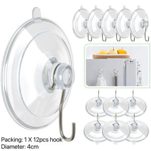 12pcs/set Multi-functional Suction Cup Hooks Wall Organizer Hanging Hook Shelf Glass Hooks holder