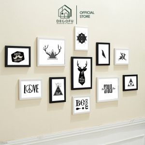 Khung tranh treo tường Decor Phòng ngủ 11 tấm khung ảnh mặt kính DECOFU S11- Miễn phí in ảnh bảo hành gãy vỡ