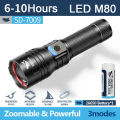 SENTER SMILING SHARK SD-7009 M80 ,SENTER SUPER TERANG ZOOM SOROT JAUH / Senter LED Cas USB Rechargeable / Senter LED Super Terang Zoom / Senter LED Super Terang Jarak Jauh / Senter Zoom Flashlight / senter terang jarak jauh. 