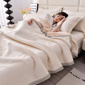 Type A Knitted Cotton Jacquard Summer Quilt Soft Skin-Friendly Cool Feel Air Conditioning Quilt Queen Size Super King Bed Cover