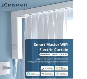 Zemismart Matter Over Wifi Smart CutrainZM02 Motorized Drapery TrackGoogle/Siri/Alexa VoiceHomeKit Google Home APP Timer/Group ControlAutomatic Curtain SystemSupport 90/135 L shape windowsTop/Wall MountedSide/Center Open