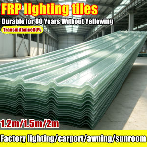 FRP Fiber Glass Sheet Clear transparent daylighting board FRP Fiberglass Ribbed Long-Span Daylighting Panel Sunshade & Rainproof Durable 120×90cm greenhouse ceiling sunshadeand rain shield plastic panel roof Durable for 50 years light transmittance 99%