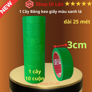 Băng keo giấy màu xanh lá rộng 3cm dài 25 mét lõi giấy 3mm 1 cây 10 cuộn giá tại xưởng