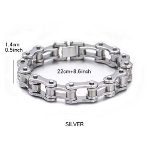 Stainless Steel Biker Chain Bracelet Mens Bracelet Link Chain Motorcycle Bicycle Style Bracelets Fashion Punk Bangles Jewelry