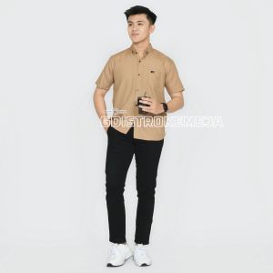 kemeja polos lengan pendek pria warna coksu
