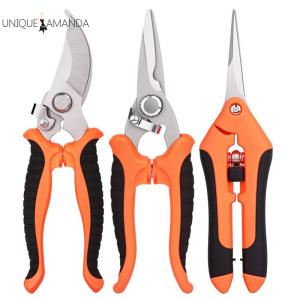 3Pcs Garden Scissors Set Stainless Steel Handheld Clippers Safe Lock for Harvesting Picking Indoor Outdoor Greenhouse