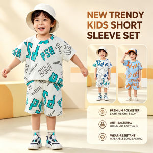 【local Stock】Summer New Short Sleeved Set For Kids Made Of New Polyester Material That Repels Bacteria Absorbs Them Is Soft And Skin Friendly With A Long Service Life