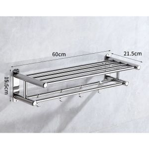 ชั้นวางห้องน้ำ ราวแขวนผ้าเช็ดตัวในห้องน้ำชั้นสแตนเลส 304 อุปกรณ์ห้องน้ำติดผนัง ราวตากผ้าในห้องน้ำ 2 ชั้น