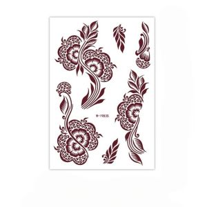 YOUYO Legs Arm Henna Tattoo Stickers Lace Fake Tattoo Red Mehndi Stickers Body Art Sticker Fashion India Flower Red Henna Tattoo Decals Women/Lady