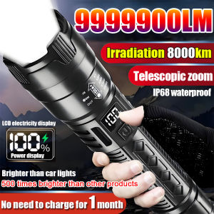 Telescopic zoom LED Flashlight Rechargeable Super Light Portable Lights Military Heavy Duty Japan Waterproof Original Digital Power Display Long Battery Life Handheld Concentrating Light flash light mini flashlight rechargeable heavy duty flashlight origi