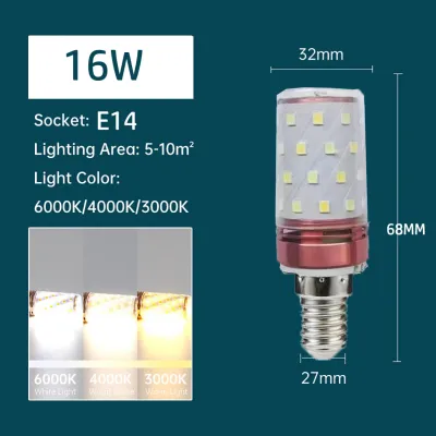 E27 E14 LED Bulb 12W 16W 18W High Brightness Lamp Light AC 220V Corn Bulbs Chandelier