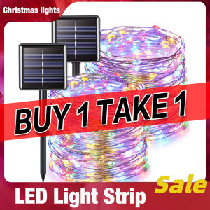 (Buy 1 Get 1) Outdoor Solar Light LED 7M 12M 22M 32M Holiday Christmas Party Garden Waterproof Lights 50LED 100LED 200LED 300LED