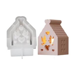 3D Silicone chủ khuôn cho trang trí nội thất và hàng thủ công đèn ban đêm khuôn chạm khoét hình ngôi nhà trang trí khuôn