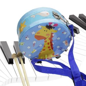 LCHGNA Wooden Childrens Drum Toy Double Sided Animal Pattern Kids Hand Drum Birthday Gift Drum Sticks Strap Musical Instrument Toy Toddler Kids