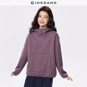 Giordano Beau Monde Women Fleece lined half placket hoodie Free Shipping 13325754