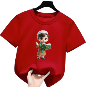 Baju kaos anak laki-laki gambar lebaran kaos atasan lengan pendek untuk usia 2-12 tahun