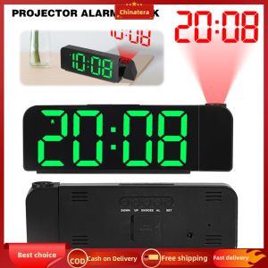 [Chinatera Malll] Projection Alarm Clock Bedside Alarm Clock USB Plug In Desk Alarm Clock Adjustable Brightness for Hearing Impaired & Deaf People