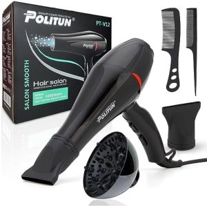 Politun 5000W High-Power Professional Hair Dryer for Fast Drying & Smooth Finish The Complete Styling Kit Politun Professional Hair Dryer Kit with Diffuser Concentrator and Styling Combs
