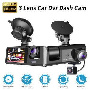 【New Arrival】 3 Channel Dash Camera Front and Rear Inside 1080P Triple Dash Cam Night Vision Driving Video Recorder