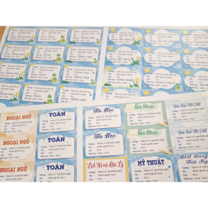 Bộ Nhãn Vở Học Sinh Đa Sắc 40 Miếng + Tem Tiện Dụng Cho Phòng Học