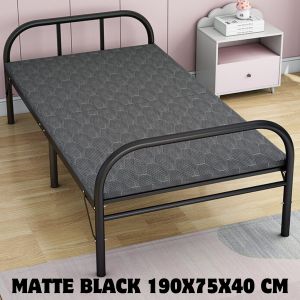 【COD/IN STOCK】New Single Foldable Bed Folding Bed Frame with foam Sturdy Bed Heavy Duty Metal Portable Bed Camp Bed Office Lunch Break Wrought Iron Stripe Bed Save Space For Dormitory Rooms Folding Lunch Break Bed Office Adult Nap Bed