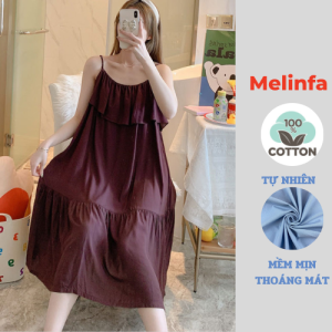 Váy ngủ hai dây đầm ngủ mặc nhà freesize vải cotton lanh lụa tự nhiên thoáng mát nhiều màu mã VAV0275