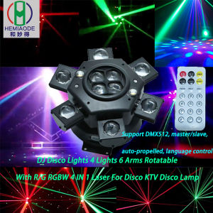 2025 new 6-arm 4-in-1 laser light full-color RGB moving head light disco party laser light DJ stage light (DMX+voice control+remote control+automatic)