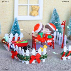 [COD] yixiayun 4Pcs set 1 12 Dollhouse Mini Wooden Fence Model Doll Home Christmas Day Scene Decor Dolls House Micro Garden Courtyard Decor Toy