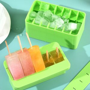 HUNIU 2IN1 Silicone Ice Cube Tray DIY Multifunctional Press-Type Ice Maker Durable Food Grade Freeze Ice Box Household