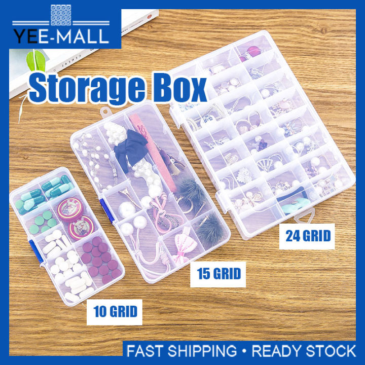 Cheap 10/15/24 Compartments Plastic Box Jewelry Storage Container Craft Bead  Organizer