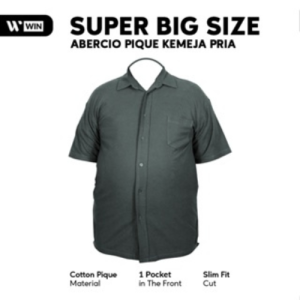 WIN - ABERCIO Jumbo Pique Super Big Size Kemaja Pria Short Slevee Dark Ash