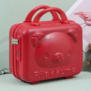 YUCHEN Large Capacity Waterproof Zipper Luggage Storage Bag Travel Organizer Rilakkuma Bear Storage Toiletry Box with Password Lock Cartoon Travel Case Portable Suitcase Mini Luggage Passcode Suitcase